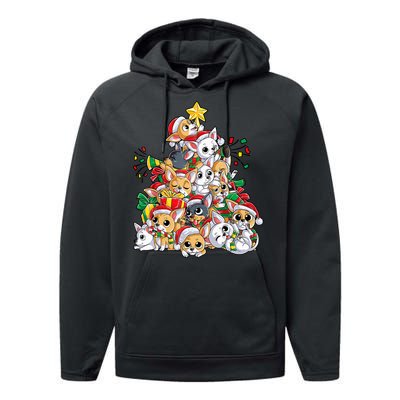 Chihuahua Christmas Tree Santa Dog Lover Xmas Women Performance Fleece Hoodie