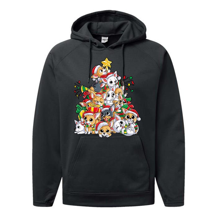 Chihuahua Christmas Tree Santa Dog Lover Xmas Women Performance Fleece Hoodie