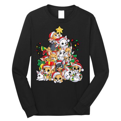 Chihuahua Christmas Tree Santa Dog Lover Xmas Women Long Sleeve Shirt