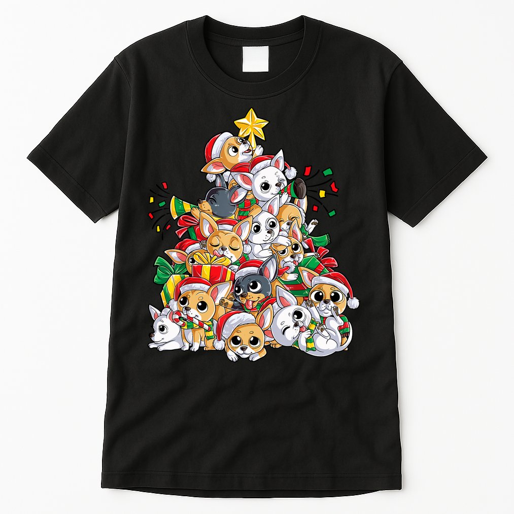 Chihuahua Christmas Tree Santa Dog Lover Xmas Women Tall T-Shirt