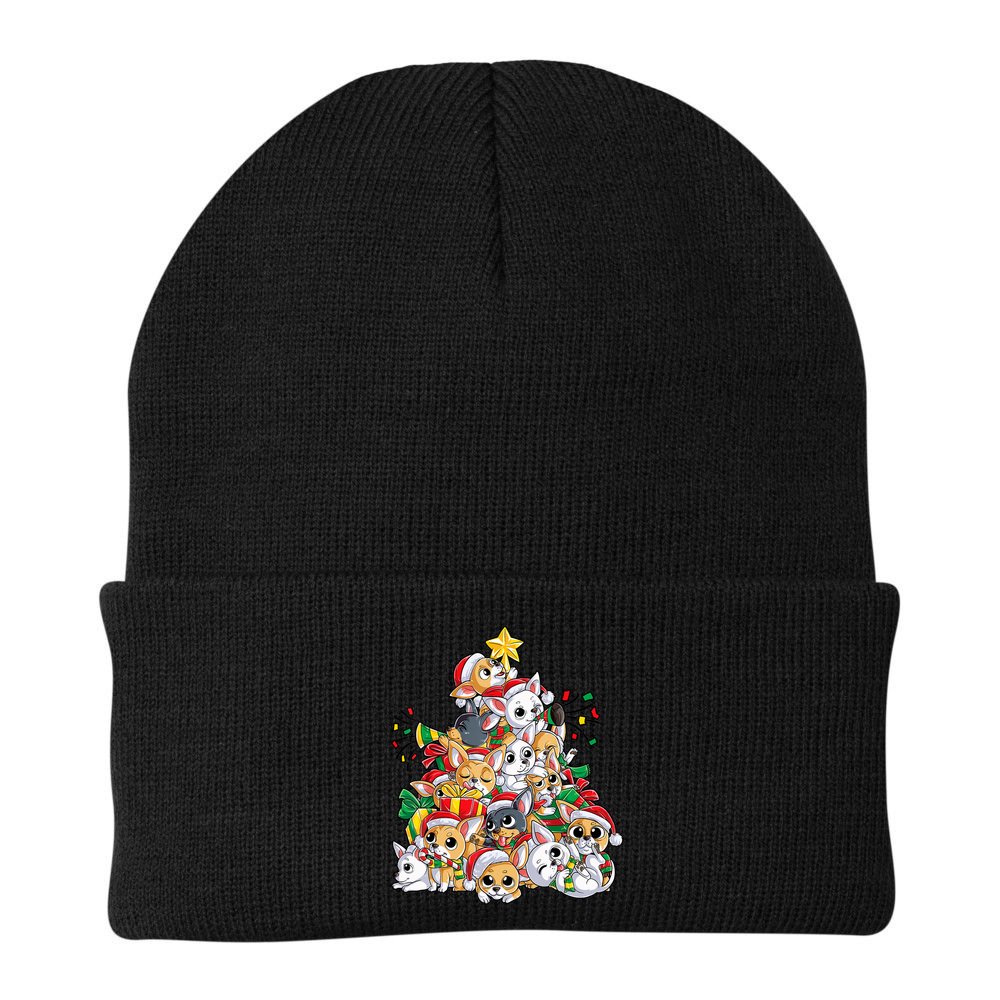 Chihuahua Christmas Tree Santa Dog Lover Xmas Women Beanie
