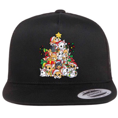 Chihuahua Christmas Tree Santa Dog Lover Xmas Women Flat Bill Trucker Hat