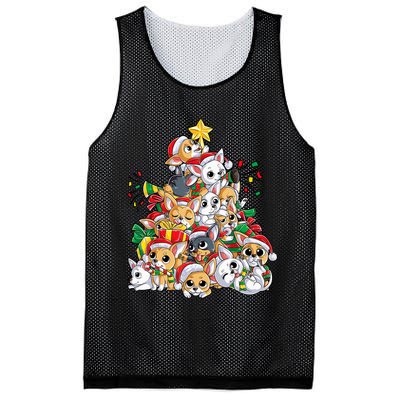 Chihuahua Christmas Tree Santa Dog Lover Xmas Women Mesh Reversible Basketball Jersey Tank