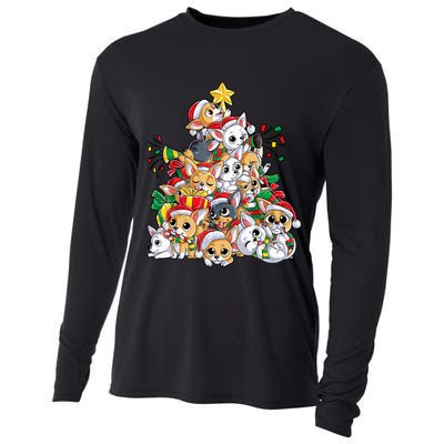 Chihuahua Christmas Tree Santa Dog Lover Xmas Women Cooling Performance Long Sleeve Crew