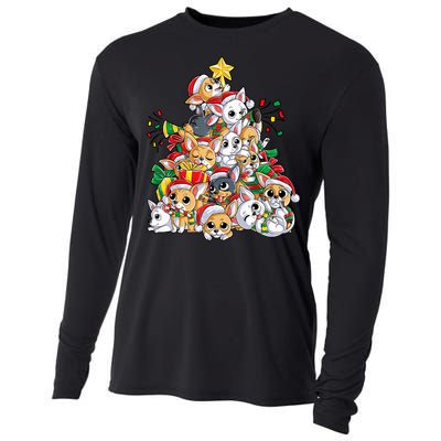 Chihuahua Christmas Tree Santa Dog Lover Xmas Women Cooling Performance Long Sleeve Crew