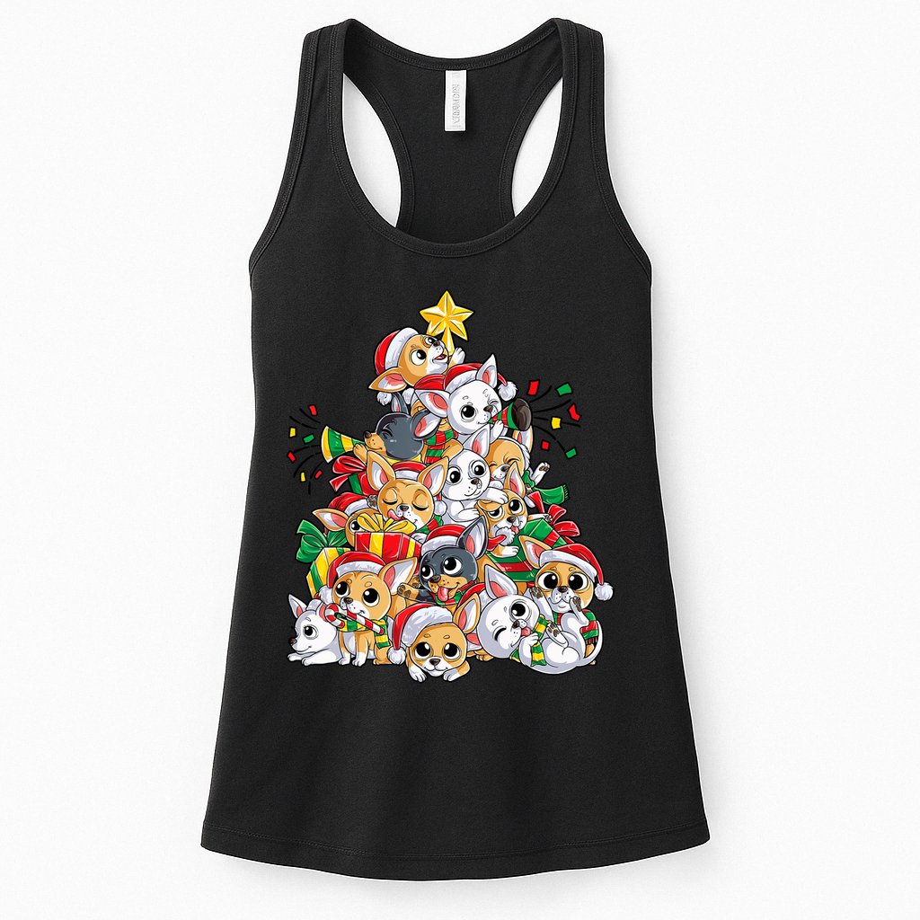 Chihuahua Christmas Tree Santa Dog Lover Xmas Women Womens Tank Top