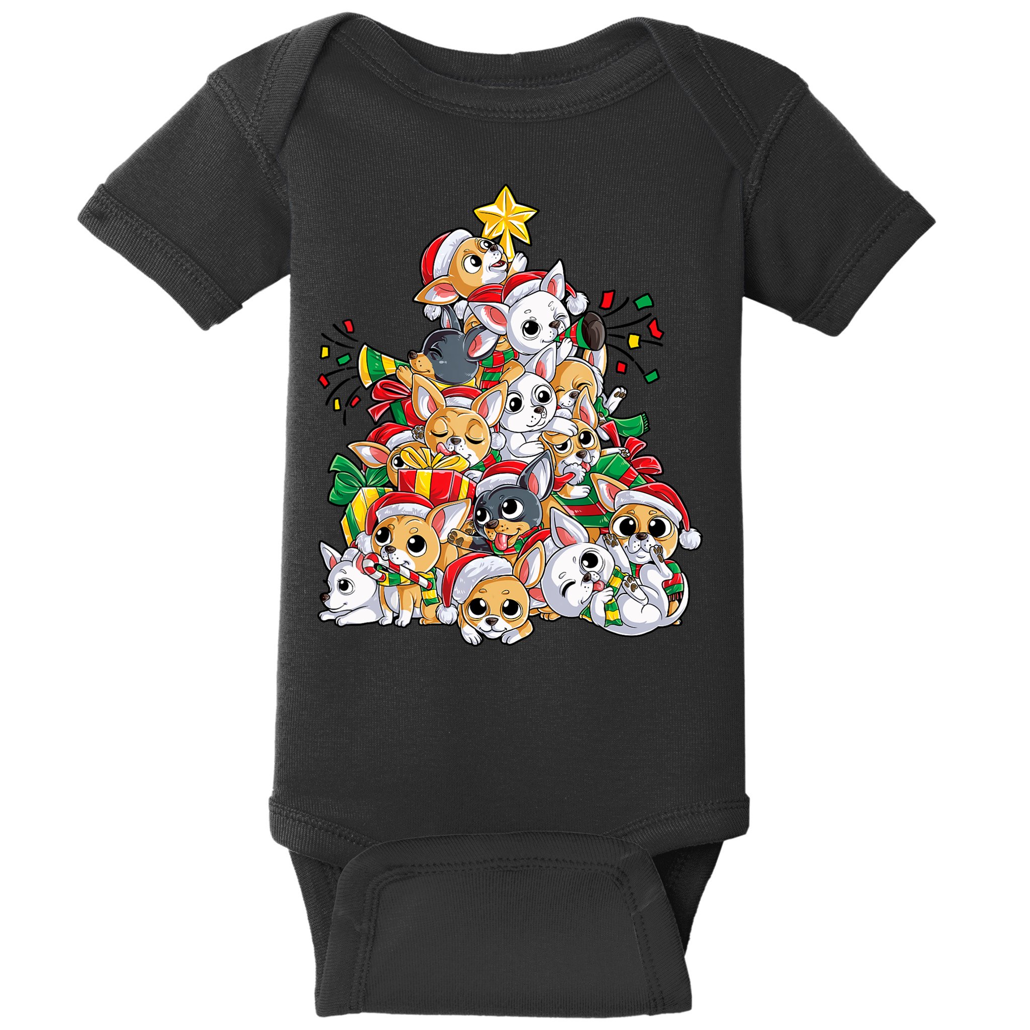 Chihuahua Christmas Tree Santa Dog Lover Xmas Women Baby Bodysuit