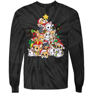 Chihuahua Christmas Tree Santa Dog Lover Xmas Women Tie-Dye Long Sleeve Shirt