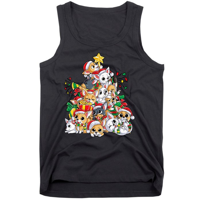 Chihuahua Christmas Tree Santa Dog Lover Xmas Women Tank Top