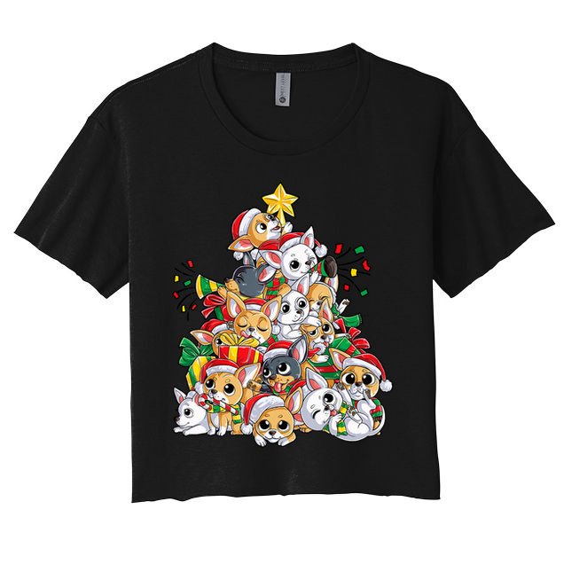 Chihuahua Christmas Tree Santa Dog Lover Xmas Women Crop Top