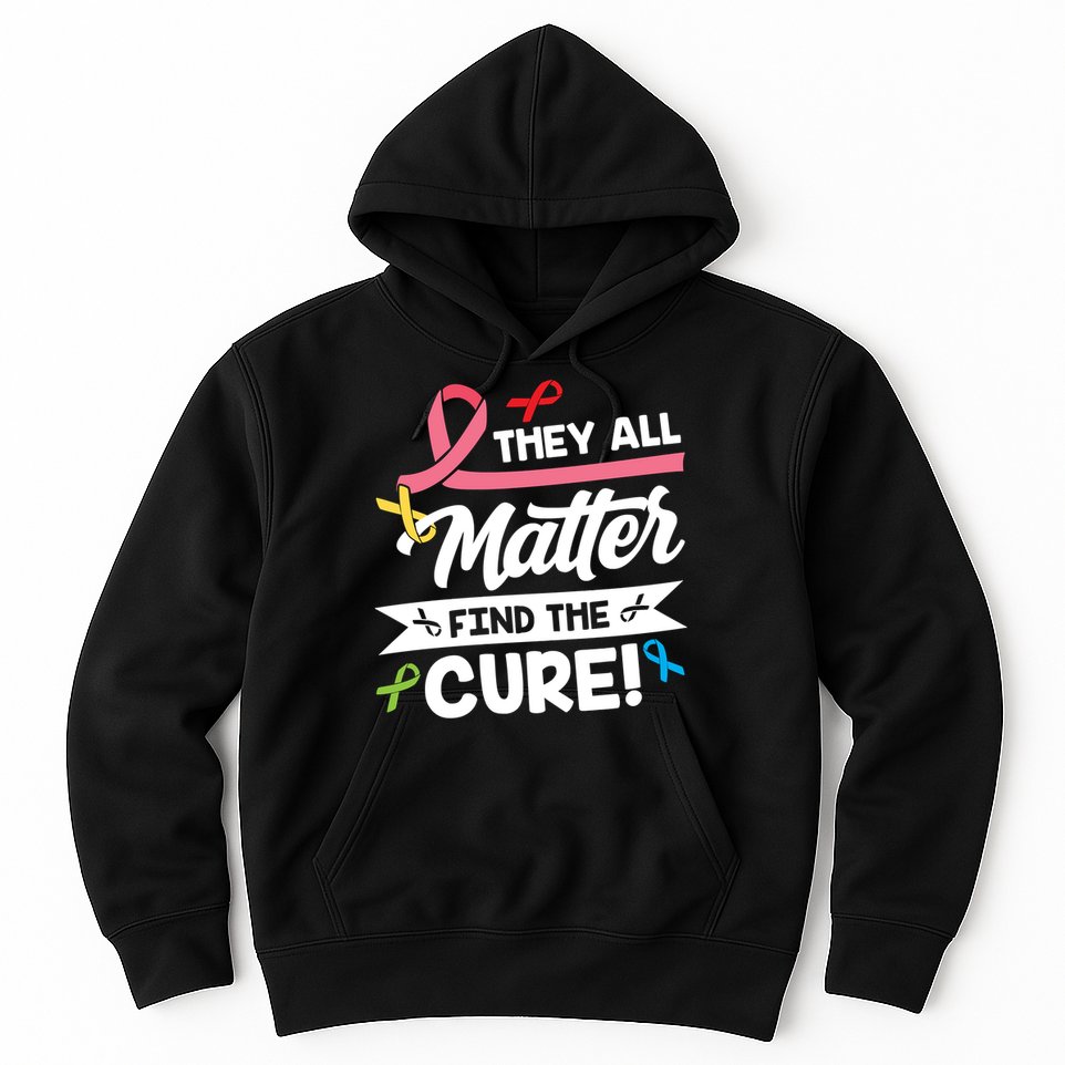 Cancer Cure They All Matter Find The Cure! All Ribbons Hoodie