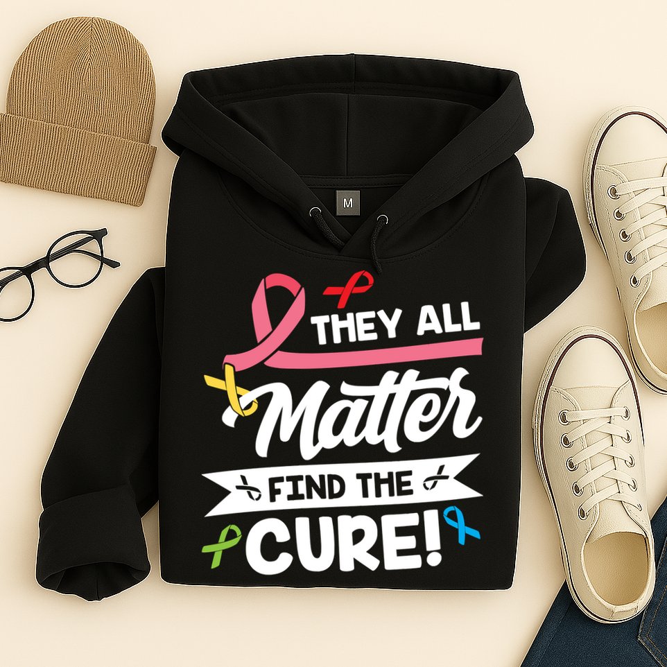 Cancer Cure They All Matter Find The Cure! All Ribbons Hoodie