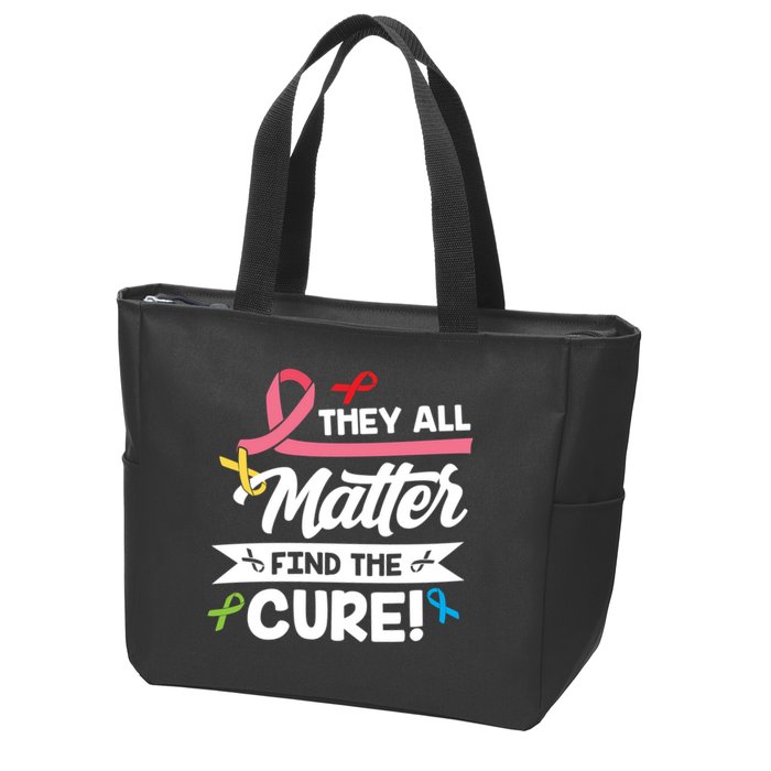 Cancer Cure They All Matter Find The Cure! All Ribbons Zip Tote Bag