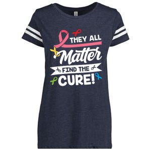 Cancer Cure They All Matter Find The Cure! All Ribbons Enza Ladies Jersey Football T-Shirt