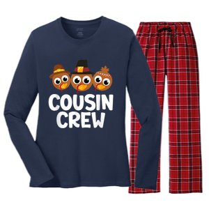 Cousin Crew Turkey Matching Family Thanksgiving Pjs Pajamas Women's Long Sleeve Flannel Pajama Set 