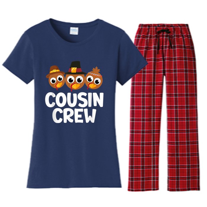 Cousin Crew Turkey Matching Family Thanksgiving Pjs Pajamas Women's Flannel Pajama Set