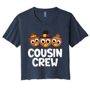 Cousin Crew Turkey Matching Family Thanksgiving Pjs Pajamas Women's Crop Top Tee