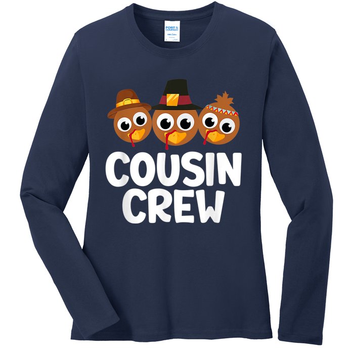 Cousin Crew Turkey Matching Family Thanksgiving Pjs Pajamas Ladies Long Sleeve Shirt