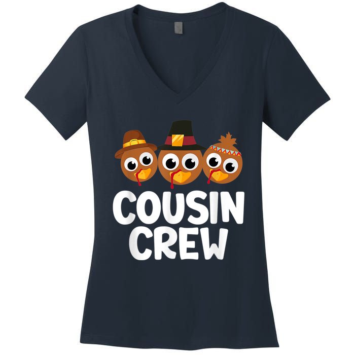 Cousin Crew Turkey Matching Family Thanksgiving Pjs Pajamas Women's V-Neck T-Shirt