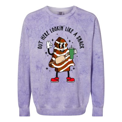 Coffee Christmas Tree Cake Out Here Lookin Like A Snack Xmas Gift Colorblast Crewneck Sweatshirt