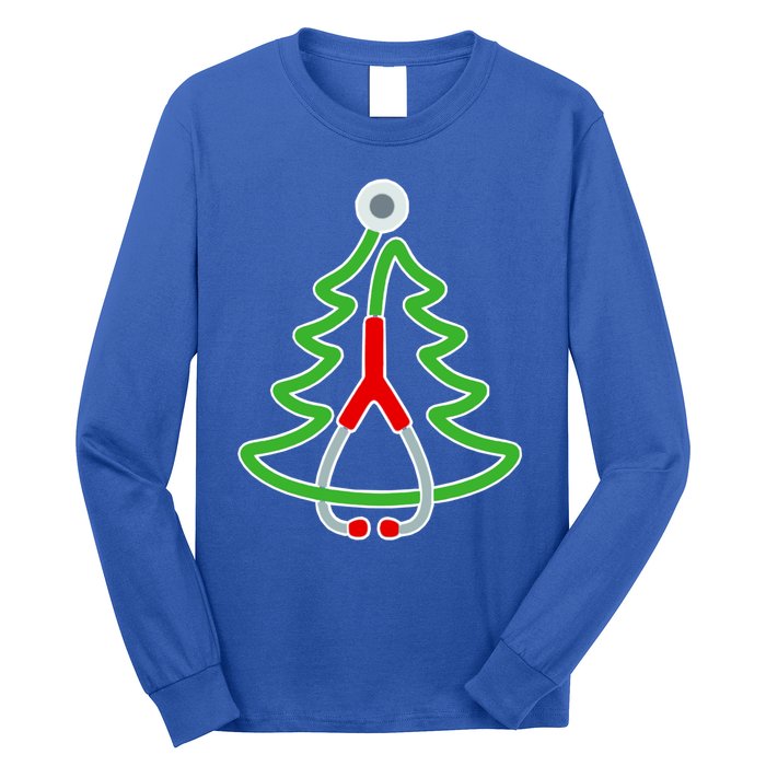 Custom Christmas Tree Stethoscope Christmas Nurse Gift Long Sleeve Shirt