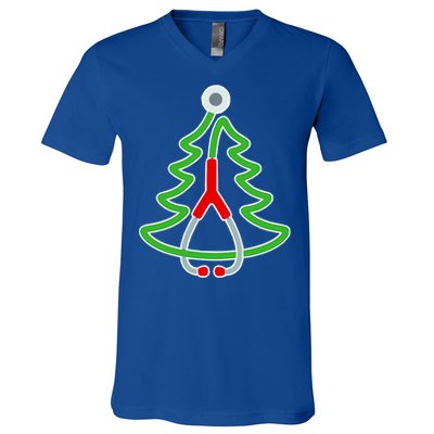 Custom Christmas Tree Stethoscope Christmas Nurse Gift V-Neck T-Shirt