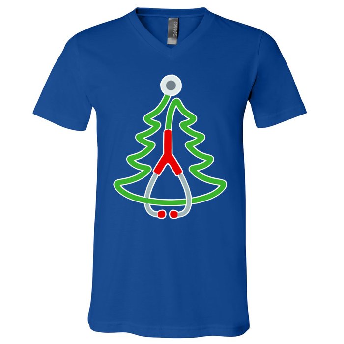 Custom Christmas Tree Stethoscope Christmas Nurse Gift V-Neck T-Shirt