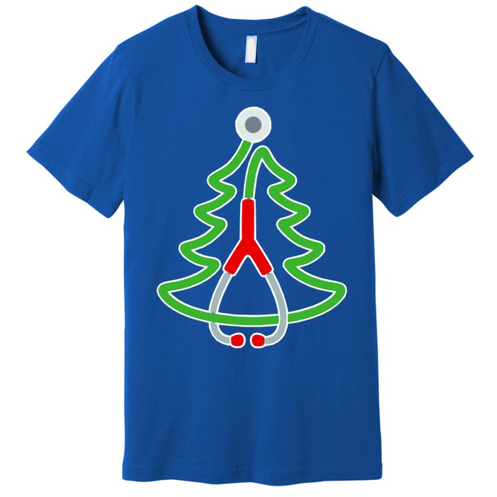 Custom Christmas Tree Stethoscope Christmas Nurse Gift Premium T-Shirt