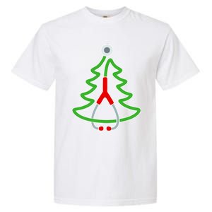 Custom Christmas Tree Stethoscope Christmas Nurse Gift Garment-Dyed Heavyweight T-Shirt