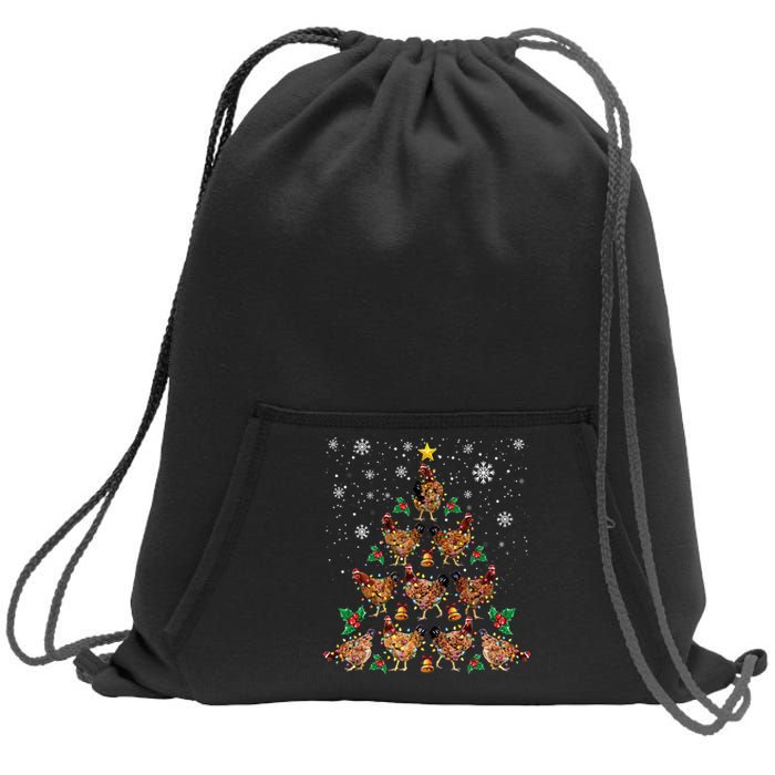 Chicken Christmas Tree Xmas Merry Chickmas Santa Chicken Sweatshirt Cinch Pack Bag