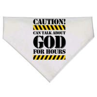 Caution! Can Talk About God For Hours USA-Made Doggie Bandana