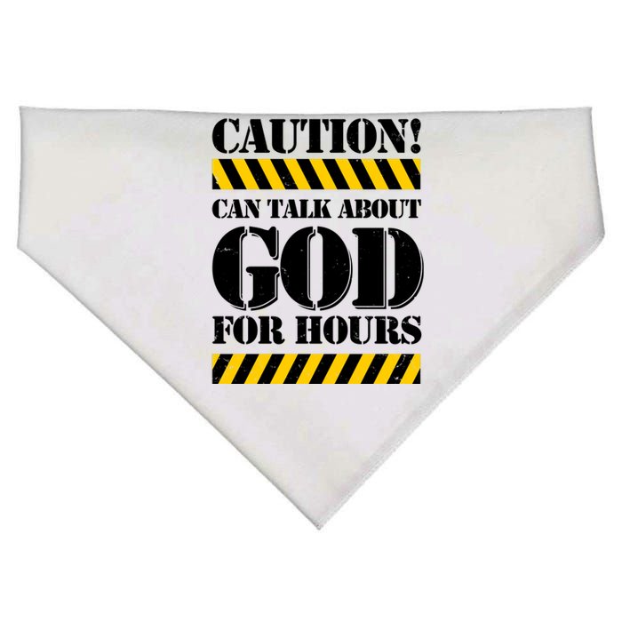 Caution! Can Talk About God For Hours USA-Made Doggie Bandana