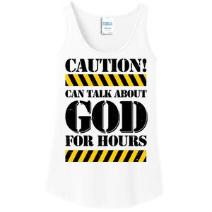 Caution! Can Talk About God For Hours Ladies Essential Tank