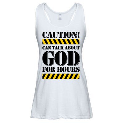 Caution! Can Talk About God For Hours Ladies Essential Flowy Tank