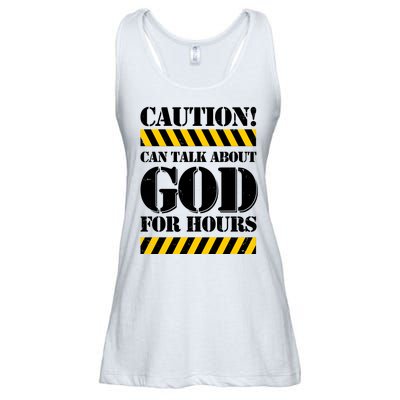 Caution! Can Talk About God For Hours Ladies Essential Flowy Tank