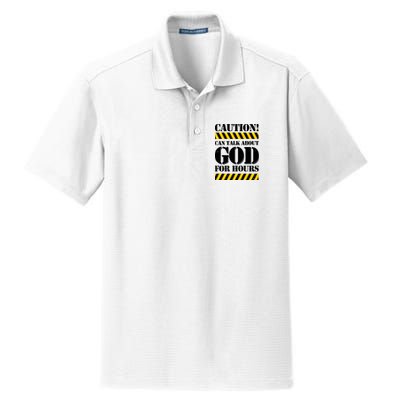 Caution! Can Talk About God For Hours Dry Zone Grid Polo
