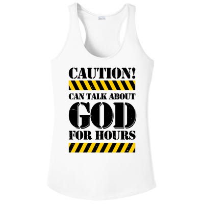 Caution! Can Talk About God For Hours Ladies PosiCharge Competitor Racerback Tank