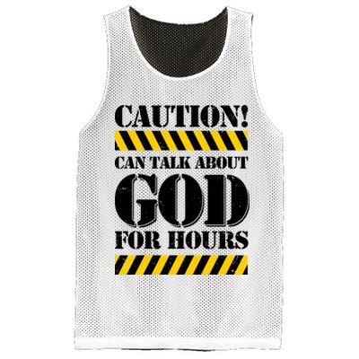 Caution! Can Talk About God For Hours Mesh Reversible Basketball Jersey Tank