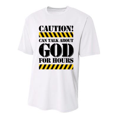Caution! Can Talk About God For Hours Youth Performance Sprint T-Shirt