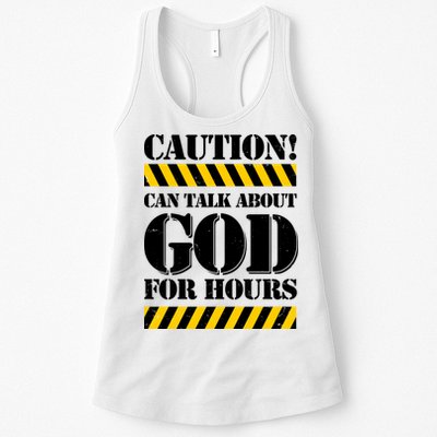Caution! Can Talk About God For Hours Womens Tank Top
