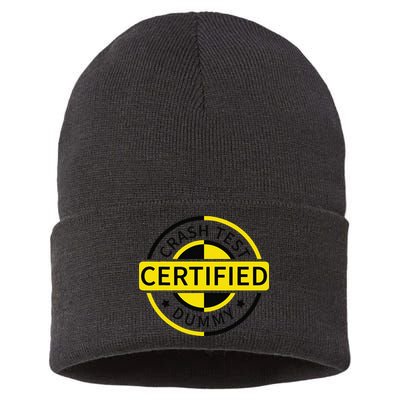 Certified Crash Test Dummy Funny Injury For Injured Friend Sustainable Knit Beanie