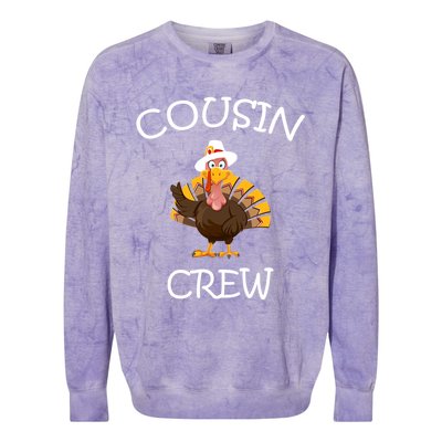 Cousin Crew Turkey Thanksgiving Family Graphic Gift Colorblast Crewneck Sweatshirt