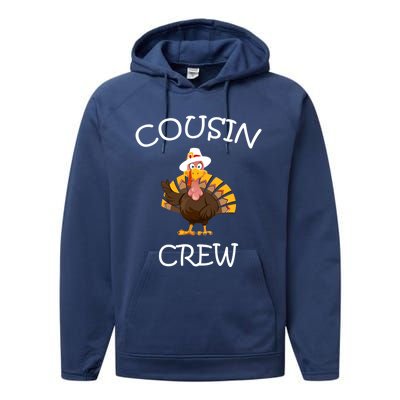 Cousin Crew Turkey Thanksgiving Family Graphic Gift Performance Fleece Hoodie