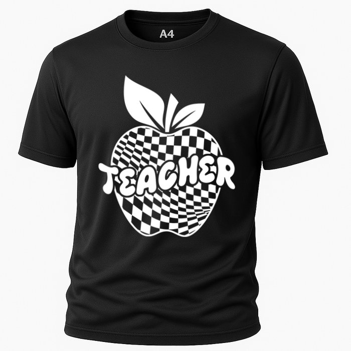Cool Checkered Teacher Apple Cooling Performance Crew T-Shirt