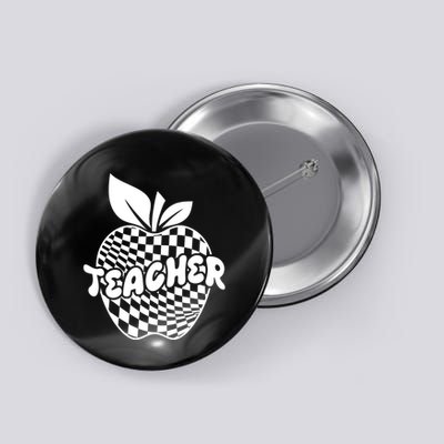 Cool Checkered Teacher Apple Button