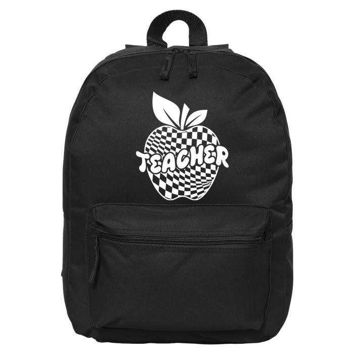 Cool Checkered Teacher Apple 16 in Basic Backpack
