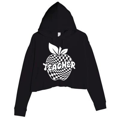 Cool Checkered Teacher Apple Crop Fleece Hoodie