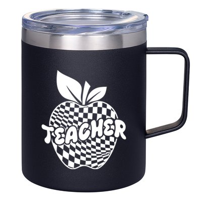 Cool Checkered Teacher Apple 12oz Stainless Steel Coffee Mug