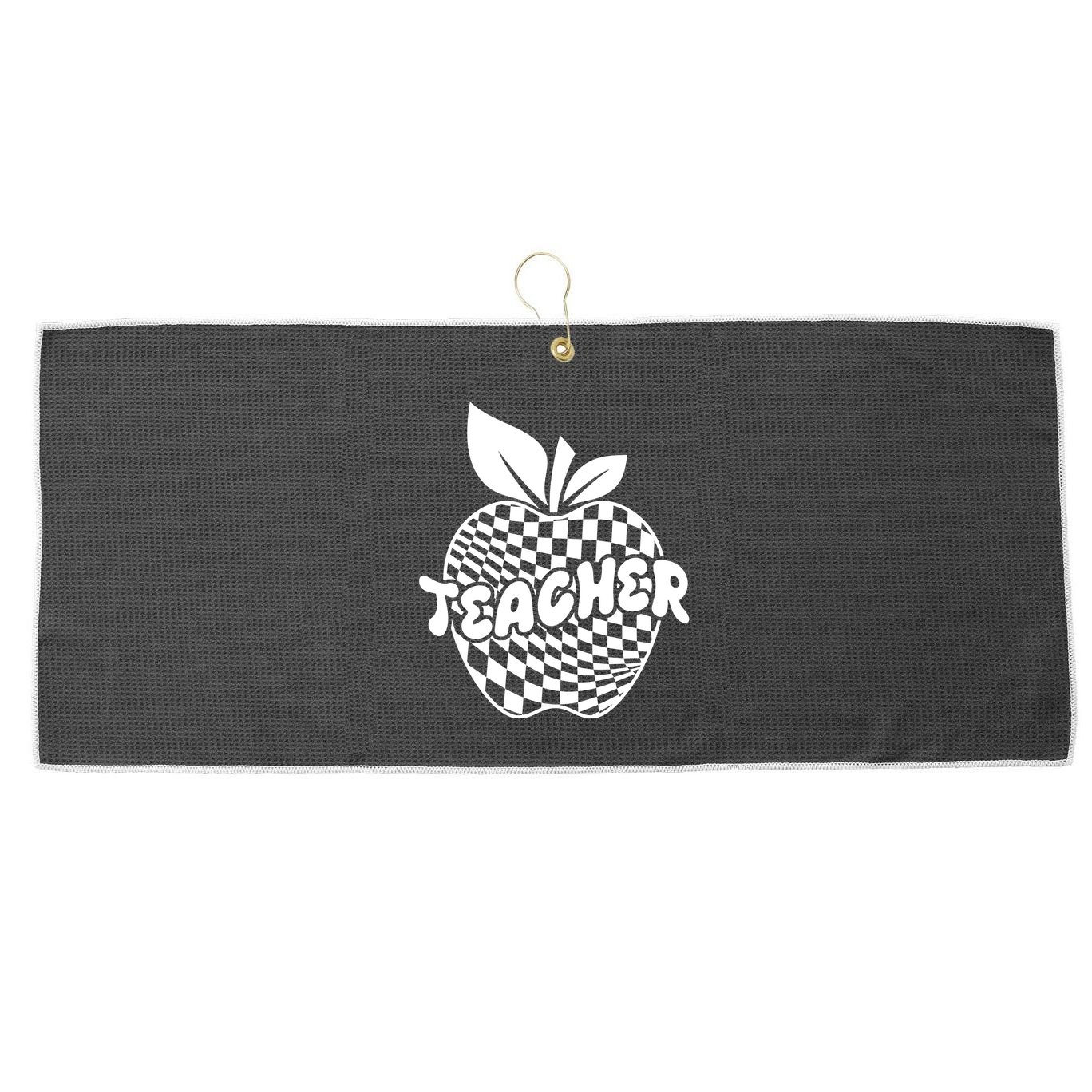 Cool Checkered Teacher Apple Large Microfiber Waffle Golf Towel