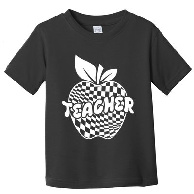 Cool Checkered Teacher Apple Toddler T-Shirt